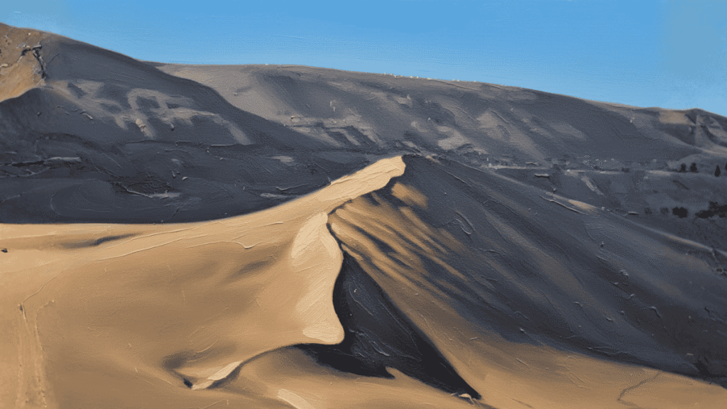 Cerro Dragón de Iquique, la duna urbana más grande del mundo, al atardecer sobre la ciudad costera del norte de Chile.